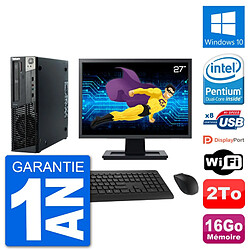 PC Lenovo M92p SFF Ecran 27" Intel G630 RAM 16Go Disque 2To Windows 10 Wifi - Occasion