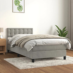 vidaXL Sommier à lattes de lit et matelas Gris clair 90x190 cm Velours 