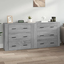 Maison Chic Ensemble de 2 Buffets,commode,console pour rangement sonoma gris bois d'ingénierie -MN13526