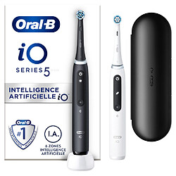 Oral-B iO 5 - Duo Avec Etui de Voyage - Noire et Blanche - Brosses À Dents Électriques connectées