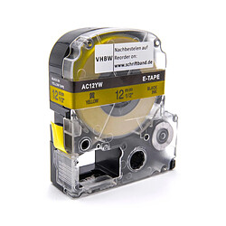 vhbw cassette à bande cartouche 12mm noir sur jaune pour imprimante d´étiquette Epson LabelWorks LW-1000P, LW-600P remplace LC-4WBW, SC12YW. 