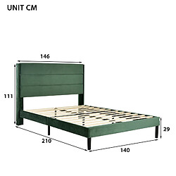 Universal Tête de lit capitonnée, lit double, tissu velours vert foncé, lit jeunesse, 140*200 cm