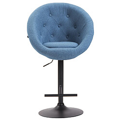 Decoshop26 Tabouret de bar design moderne forme œuf capitonné avec repose-pieds en métal noir tissu bleu TDB10321