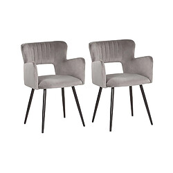 Beliani Chaise de salle à manger SANILAC Set de 2 Velours Gris 