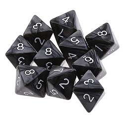 10pcs Dés 8 Faces Dés Polyédriques D8 Pour Les Jeux De Table De Fête Noir