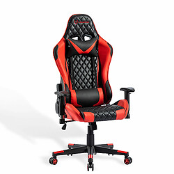 FOXSPORT Fauteuil gamer ergonomique, chaise de gaming,fauteuil gaming pivotant pour jeux videos, livestream playstation avec coussins lombaire et appui-tête, dossier haut (rouge)