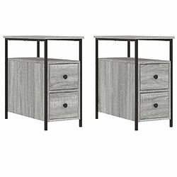 Maison Chic Lot de 2 Tables de chevet,Table de nuit,Table d'appoint pour salon sonoma gris 30x60x60cm bois d'ingénierie -MN82093