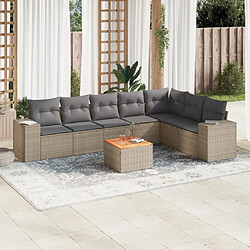 vidaXL Salon de jardin avec coussins 8 pcs beige résine tressée 