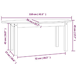 vidaXL Table basse 110x55x45 cm Bois massif de pin pas cher