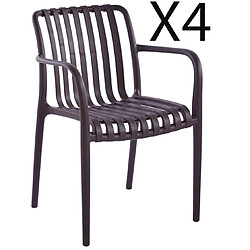 Pegane Lot de 4 fauteuils en polypropylène coloris tabac - Longueur 55,5 x profondeur 57,5 x hauteur 81 cm