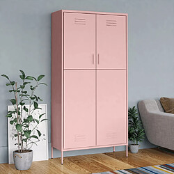 vidaXL Garde-robe Rose 90x50x180 cm Acier