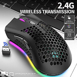 Universal YYH-BM600 Souris sans fil 2,4 GHz 1600DPI USB RECHARGable Honeycomb RGB Optical 7 touches souris pour ordinateur portable