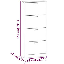 vidaXL Armoire à chaussures Chêne marron 59x17x150cm Bois d'ingénierie pas cher