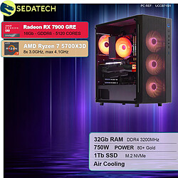 Sedatech PC Gamer • AMD Ryzen 7 5700X3D • RX 7900 GRE • 32Go RAM • 1To SSD M.2 • sans OS