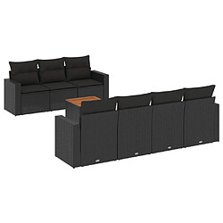 vidaXL Salon de jardin 8 pcs avec coussins noir résine tressée