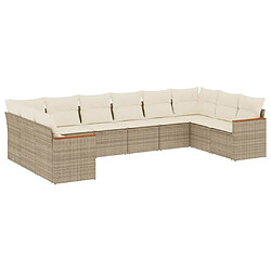 vidaXL Salon de jardin avec coussins 10 pcs beige résine tressée