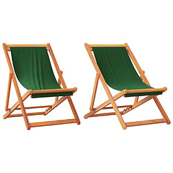 Maison Chic Lot de 2 Chaises de plage pliables | Chaises Relax d'extérieur vert tissu -GKD59659