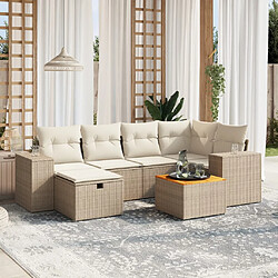 vidaXL Salon de jardin avec coussins 7 pcs beige résine tressée 