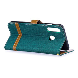 Acheter Etui en PU tissu jeans de couleur assortie vert pour votre Huawei P30 Lite