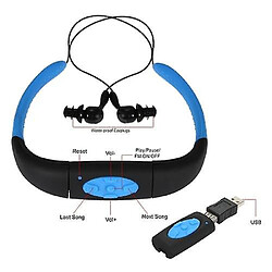 Universal Lecteur MP3 sport 8Go Super étanche IPX8 casque stéréo sans fil pour la natation et le surf (bleu) pas cher