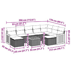 Acheter vidaXL Salon de jardin avec coussins 10 pcs gris résine tressée