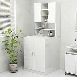 Maison Chic Meuble rangement de salle de bain | Meuble pour machine à laver | Armoire murale de bain Blanc brillant 70,5x25,5x90 cm -GKD22685