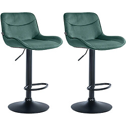 Non Lot de 2 tabourets de bar Vonore velours noir 