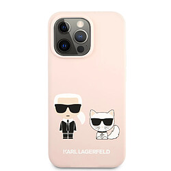 Karl Lagerfeld Coque Silicone Rose Sable Motif Avatar Karl & Choupette pour iPhone 13 Pro Max