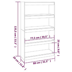 vidaXL Bibliothèque/Séparateur de pièce Marron miel 80x30x135,5 cm Pin pas cher