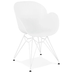 Alterego Chaise moderne 'FIDJI' blanche avec pieds en métal blanc