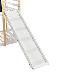 KOMHTOM Lits Superposés 90 X 200 Avec Toboggan et Échelle - Protection Antichute - Multifonctionnel - En Bois Sans Matelas - Blanc pas cher