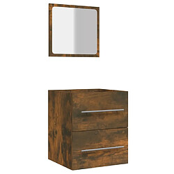 Maison Chic Armoire de salle de bain,Meuble de rangement,Meuble haut avec miroir Chêne fumé 41x38,5x48 cm -GKD882103