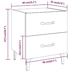 vidaXL Tables de chevet 2 pcs Noir 40x35x47,5 cm pas cher