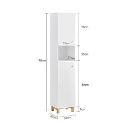 Avis SoBuy BZR91-W Meuble Colonne de Salle de Bain avec 6 Compartiments de Rangement, Placard Armoire Haute, Étagère de Rangement