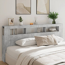 Acheter Maison Chic Tête de lit scandinave à LED,meuble de chambre gris béton 220x18,5x103,5cm bois d'ingénierie -MN96667