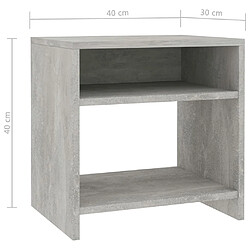 vidaXL Tables de chevet 2 pcs Gris béton 40x30x40 cm Bois d'ingénierie pas cher