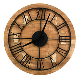 Aubry Gaspard Horloge en bois recyclé et métal.