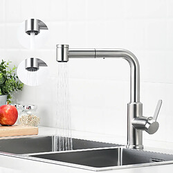 CECIPA MAX Mitigeur de Cuisine avec Douchette Extractible, Robinet d'évier Brossé, Robinet d'eau Chaude et Froide, 2 Modes de Sortie D'eau