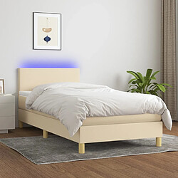 vidaXL Sommier à lattes de lit avec matelas LED Crème 90x200 cm Tissu 