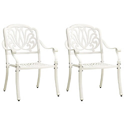 vidaXL Chaises de jardin lot de 2 Aluminium coulé Blanc