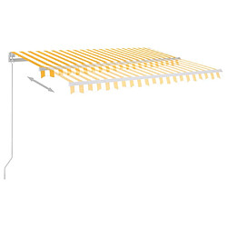 Avis Maison Chic Auvent automatique | Store banne extérieur | Marquise capteur de vent et LED 3x2,5m Jaune et blanc -MN89897