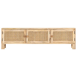 Maison Chic Meuble TV scandinave - Banc TV pour salon 140x30x40 cm Bois de manguier et canne naturelle -MN67840