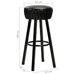 vidaXL Chaises de bar lot de 2 noir similicuir pas cher