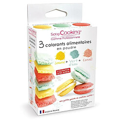 Scrapcooking 3 colorants alimentaires vert d'eau, corail, jaune 