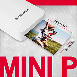 AGFA PHOTO - Realipix Mini P - Imprimante Photo Format 5,3 x 8,6 cm via Bluetooth - Sublimation Thermique 4Pass- RECONDITIONNE - Blanc