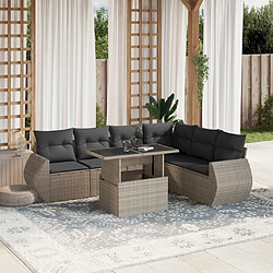 vidaXL Salon de jardin avec coussins 7 pcs gris clair résine tressée 