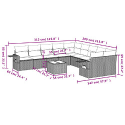 Avis vidaXL Salon de jardin 11 pcs avec coussins noir résine tressée