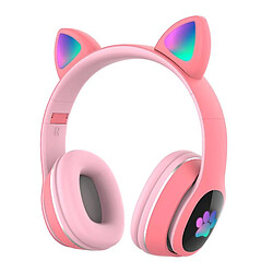 Universal Ecouteurs de musique pliables à l'oreille Ecouteurs d'oreilles de chat lumineux (rose)