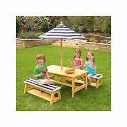 KidKraft Ensemble table et bancs d'extérieur avec parasol enfant coloris 1.