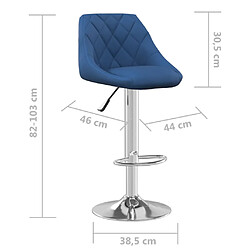 vidaXL Tabourets de bar lot de 2 bleu velours pas cher